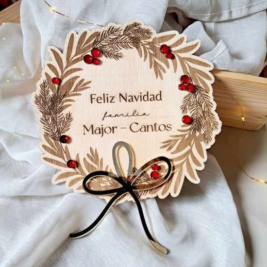 Corona de Madera Personalizada Navideña