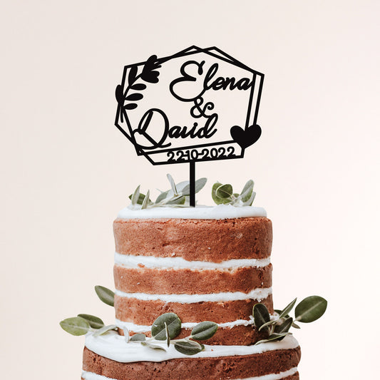Cake Topper personalizado para tarta de boda geométrico